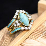 Achieving Dreams Vibrant Turquoise Gemstone 3-Piece Ring Set