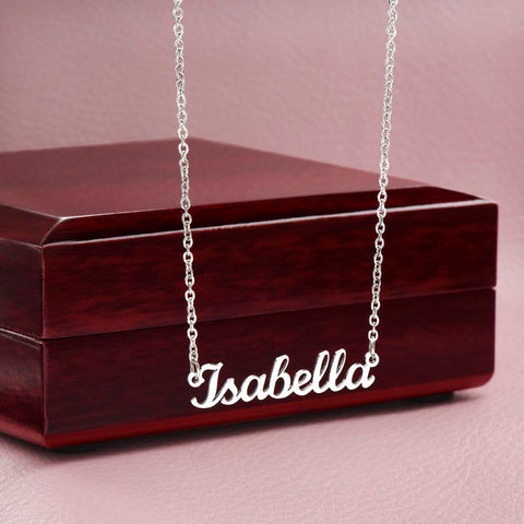 Carry the name of that special someone around your neck.  Available in stainless steel or in 18K gold plate.