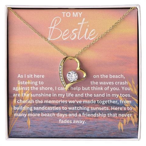 A magnificent bond between best friends BFF lasts forever!  How better to commemorate this friendship than this stunning necklace, brilliantly arranged in either 14k white gold or 18k yellow gold.