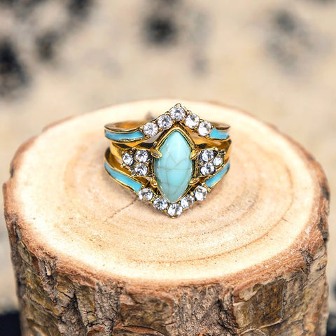 Achieving Dreams Vibrant Turquoise Gemstone 3-Piece Ring Set