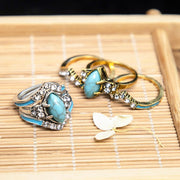 Achieving Dreams Exotic Bangled Turquoise Ring Set