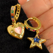 Colorful Heart Star Gothic Earrings